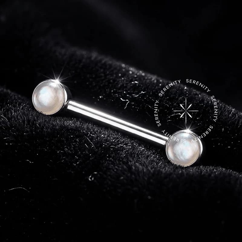 TN1179 - Nipple Madrepérola (Lab-Grown) Push Pin - Titânio Grau Implante — foto 1
