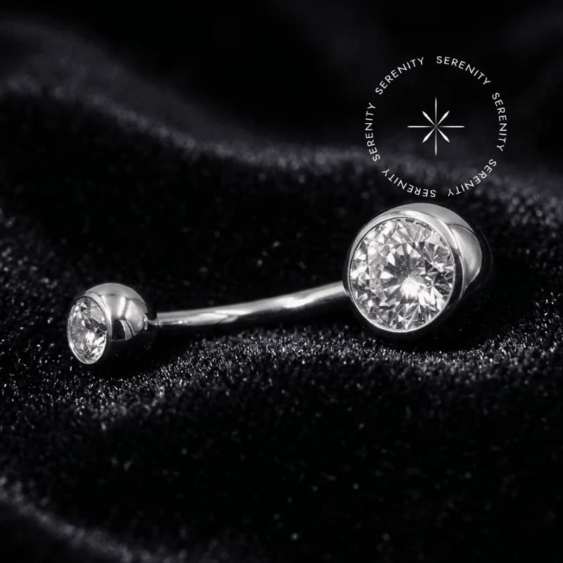 TN1853 - Piercing Umbigo Curvo Cravejado 0.9mm - Titânio Grau Implante — foto 1