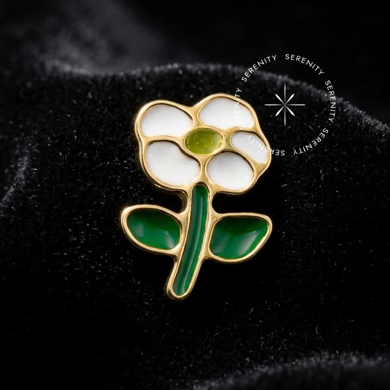 TN1884 - Topo Flor Resinada - Titânio Revestido de Ouro 18k — foto 1