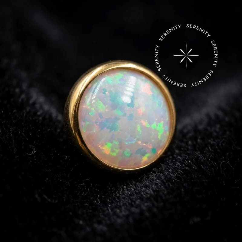 TN1072 - Topo Opala Branca Microdermal 1.6mm - Titânio Revestido de Ouro 18k — foto 1