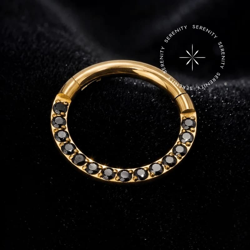 TN2333 - Argola Clicker Segmentada Black - Titânio Revestido de Ouro 18K — foto 1