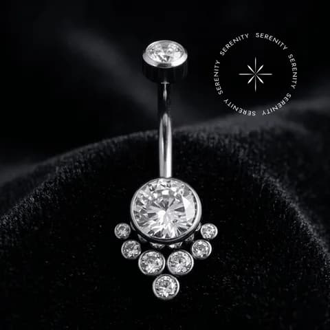 TN365 - Navel Cravejado Big Flat 7 Gemas - Titânio Grau Implante (ASTM F136)