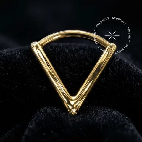 PVD 1203 - Argola Articulada Formato V Lisa - Titânio Revestido de Ouro 18k