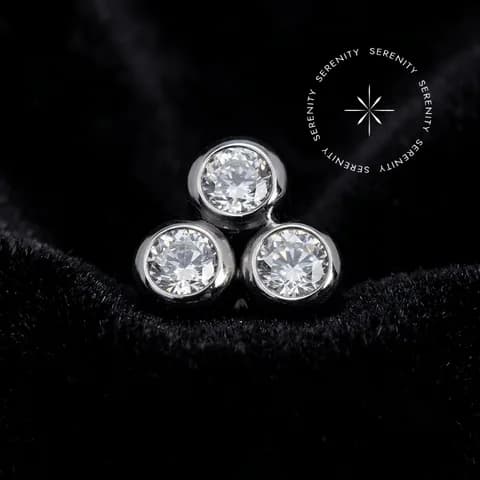 TN2266 - Topo Trinity Circular CZ Push Pin - Titânio Grau Implante (ASTM F136)