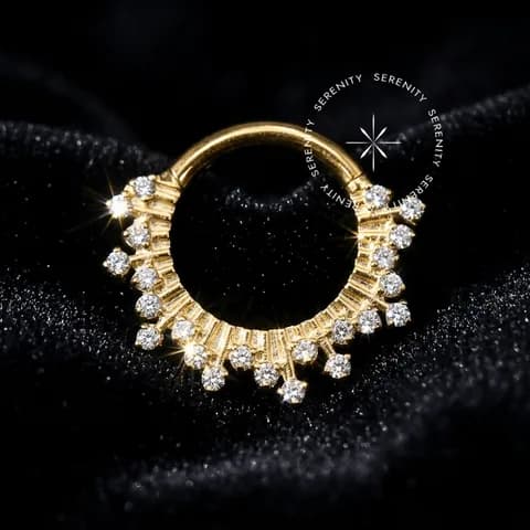 TN1772 - Argola Frontal Raios de Luz - Titânio Revestido de Ouro 18k