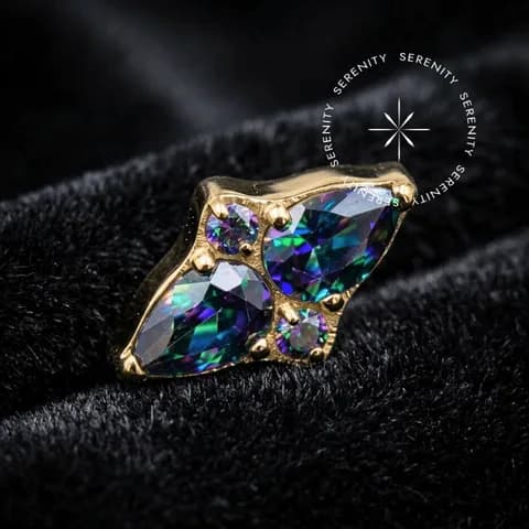 TN680 - Topo Vitrail Medium Boreal - Titânio Revestido de Ouro 18k