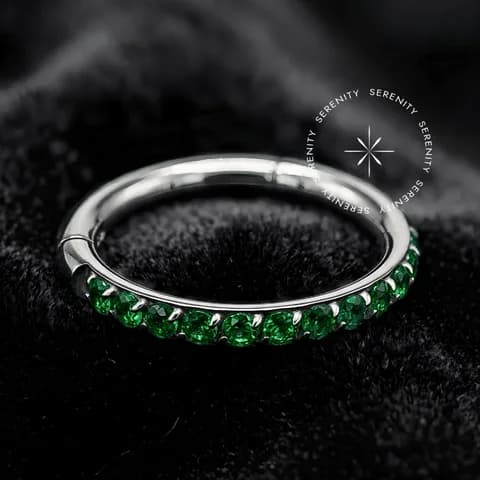 TN1859 - Argola Clicker Verde Esmeraldina - Titânio Grau Implante (ASTM F136)