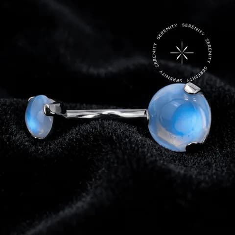 TN2216 - Piercing Umbigo Navel Pedra da Lua - Titânio Grau Implante (ASTM F136)