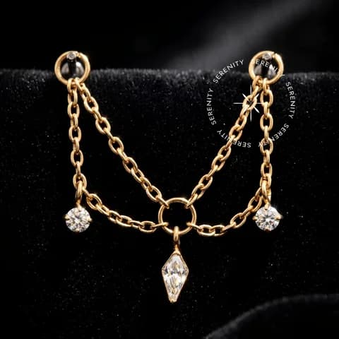 TN1873 - Pingente Zircônia Marquise - Titânio Revestido de Ouro 18k