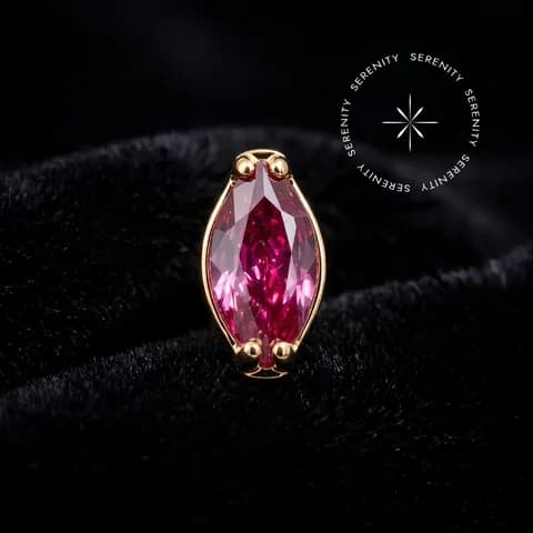 TN2298 - Topo Marquise Pink CZ - Titânio Revestido de Ouro 18k