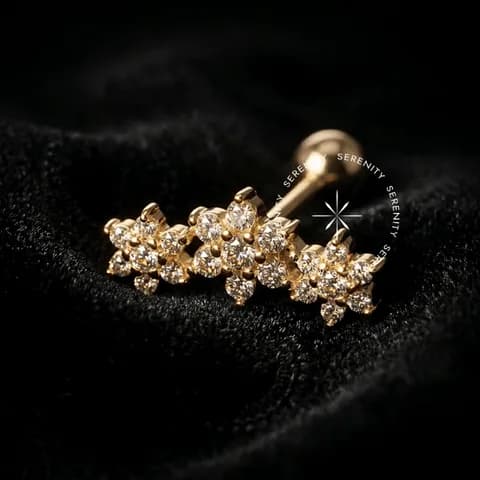 OR25 - Microbell Cluster 3 Flores - Ouro 18K Maciço