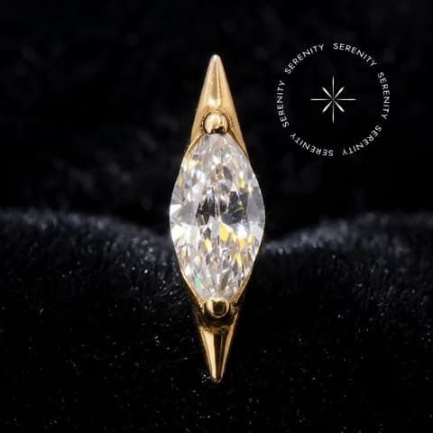TN2361 - Topo Marquise Navete Cravejado - Titânio Revestido de Ouro 18k