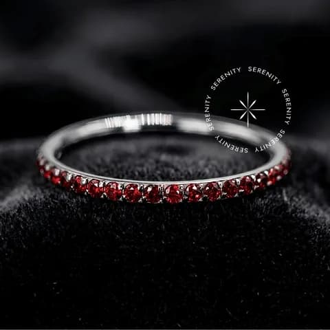 TN1455 - Argola Segmento Cravejada Rubi Lateral - Titânio Grau Implante (ASTM F136)