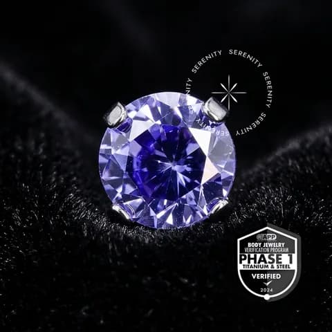 TT12 - Topo Zircônia Violeta Prongset Push Pin - Titânio Mill® ASTM F136