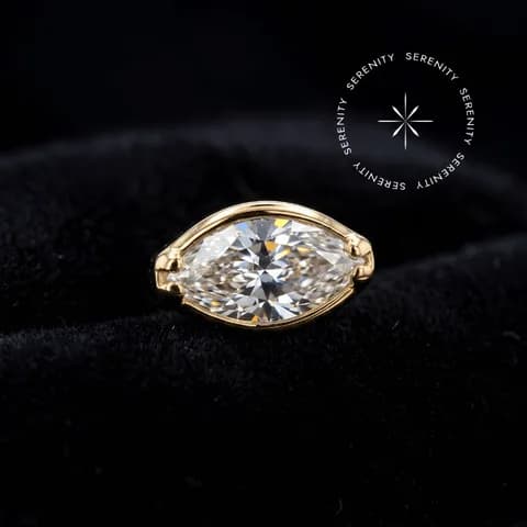 TN883 - Topo Navete Cravejado - Titânio Revestido de Ouro 18k