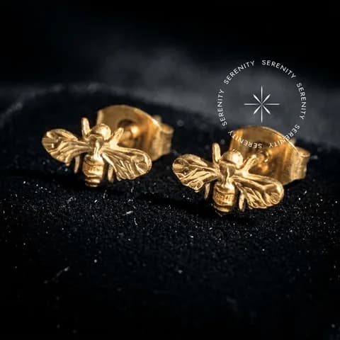 TN1817 - Brinco Abelha Real - Titânio Revestido de Ouro 18k