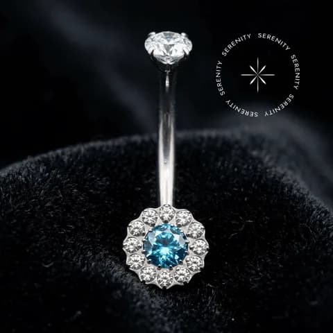 TN634 - Piercing Umbigo Flor 12 Pétalas Luxo Delicado - Titânio Grau Implante (ASTM F136)