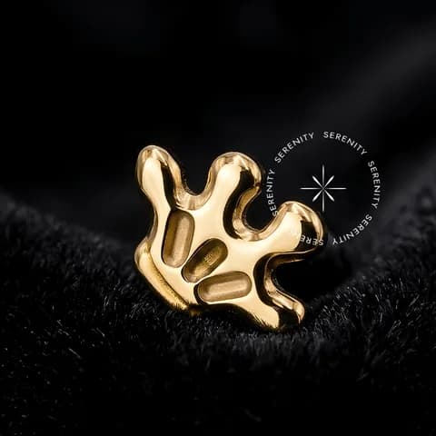 TN1911 - Topo Mãozinha Mickey Mouse - Titânio Revestido de Ouro 18k