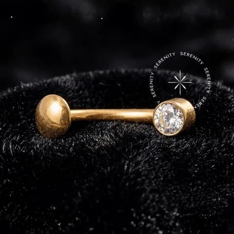 TN2041 - Piercing Umbigo Floating Push Pin - Titânio Revestido de Ouro 18k