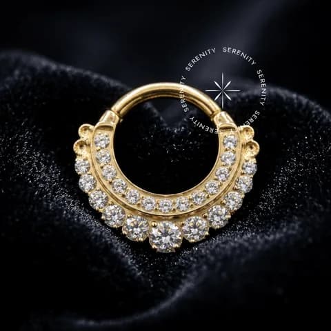 TN1098 - Argola Frontal Coroa Dupla - Titânio Revestido de Ouro 18k