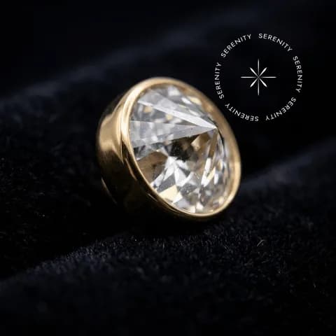 TN793 - Topo Cravejado Zircônia Rivoli - Titânio Revestido de Ouro 18k