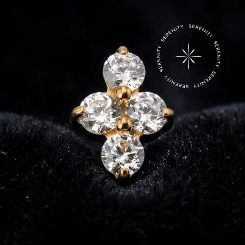 TN2297 - TOPO BARRINHA 3 ZIRCÔNIAS CRAVEJADA - TITÂNIO REVESTIDO DE OURO 18K