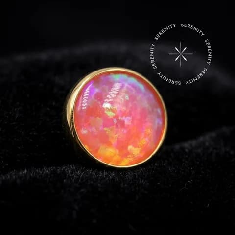 TN1073 - Topo Opala Rosa Microdermal 1.6mm - Titânio Revestido de Ouro 18k