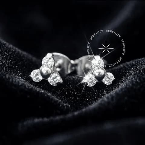 TN770 - Par de Brincos Trinity - Titânio Grau Implante (ASTM F136)