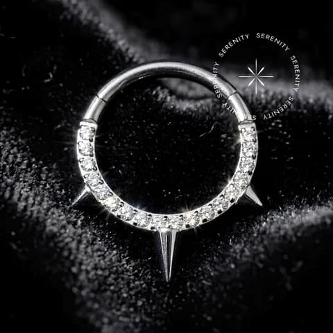TN426 - Argola Segmento Frontal Spike Cravejado - Titânio Grau Implante (ASTM F136)
