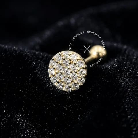 OR28 - Microbell Mandala Cravejada - Ouro 18K Maciço