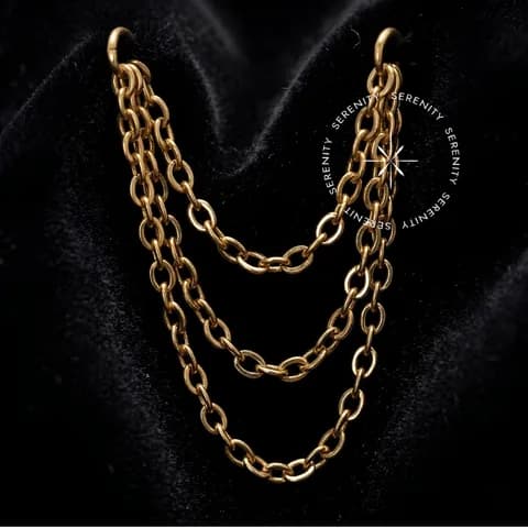 TN1372 - Corrente Elo Triplo 0.8mm - Titânio Revestido de Ouro 18k