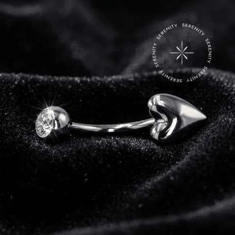 TN1217 - Navel com Base de Coração e Zircônia - Titânio Grau Implante (ASTM F136)