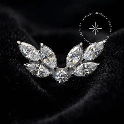TN788 - Topo 2 Asas Navete Cravejado - Titânio Grau Implante (ASTM F136)