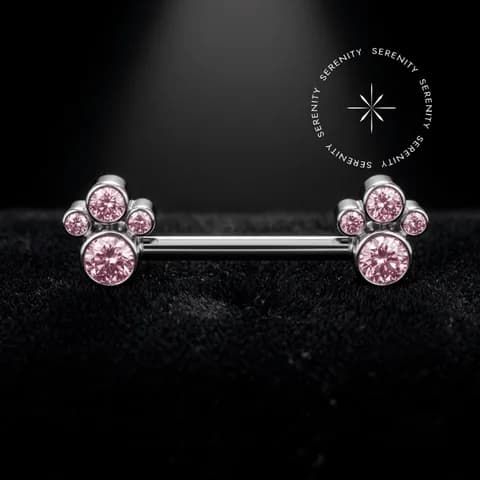 TN 3222 - Piercing Mamilo Cravejado Cluster - Titânio Grau Implante (ASTM F136)