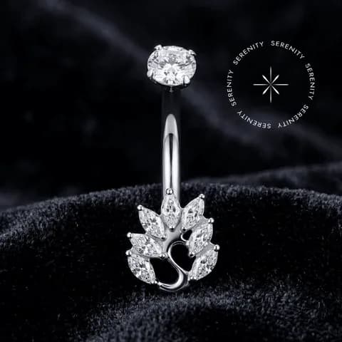 TF19769 - Piercing Umbigo Cisne Luxo - Titânio Grau Implante (ASTM F136)
