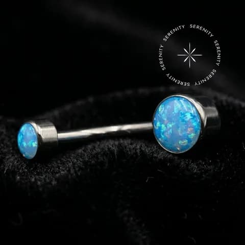 TN85 - Piercing Umbigo Navel Opala Flat - Titânio Grau Implante (ASTM F136)