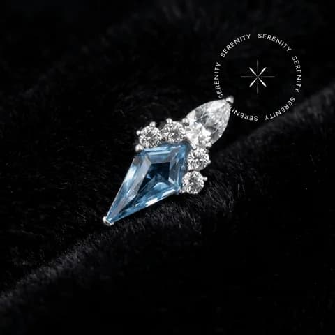 TN683 - Topo Indiano Cravejado Azul - Titânio Grau Implante (ASTM F136)