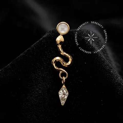 TN1871 - Pingente Cobra Com Navete - Titânio Revestido de Ouro 18k