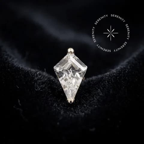 TN927 - Topo Losango Cravejado - Titânio Revestido de Ouro 18k