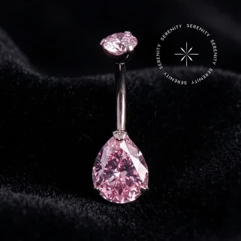 TN 123 - Piercing de Umbigo Gota Cravejada - Titânio Grau Implante (ASTM F136)