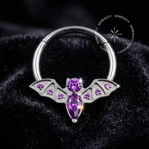 TN529 - Argola Morcego Frontal - Titânio Grau Implante (ASTM F136)