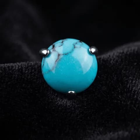 TA00002 - Topo de Pedra Natural Turquesa - Titânio Grau Implante (ASTM F136)