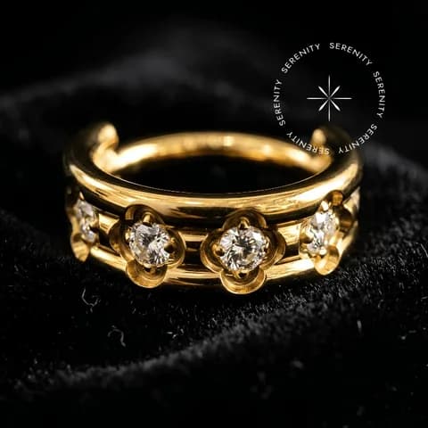 Tn 420 - Argola Clicker Cravejada Frontal Robusta 4mm - Titânio Revestido de Ouro 18k