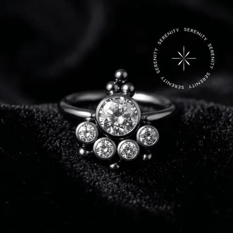 TN289 - Argola Captive Mandala Frontal com Zircônias - Titânio Grau Implante (ASTM F136)