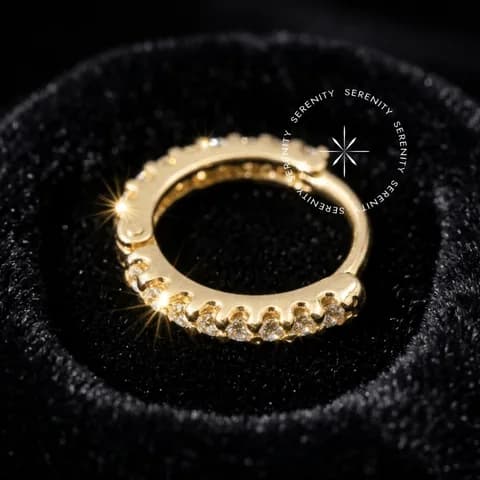 OR15 Argola Clicker Cravejada 8mm CZ Ouro 18k
