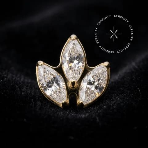 TN2278 - Topo 3 Navetes - Titânio Revestido de Ouro 18K