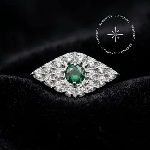 TN1292 - Topo Olho Cravejado Verde Esmeralda- Titânio Grau Implante (ASTM F136)