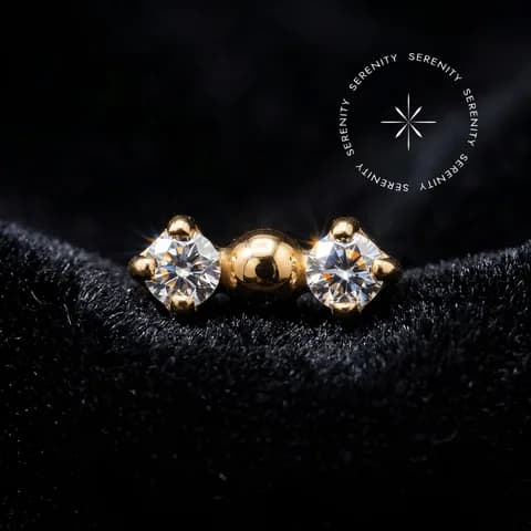 TN2286 - Topo Mini Gravatinha Cravejada - Titânio Revestido de Ouro 18k