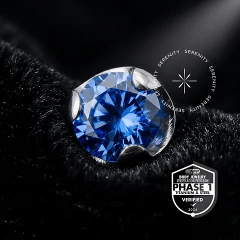 TT39 - Topo Zircônia Azul Safira Prong Flat de Rosca - Titânio Mill® ASTM F136
