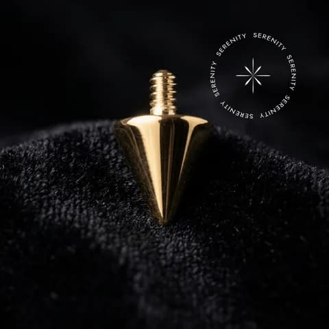 TN1671 - Topo Spike Cônico - Titânio Revestido de Ouro 18k